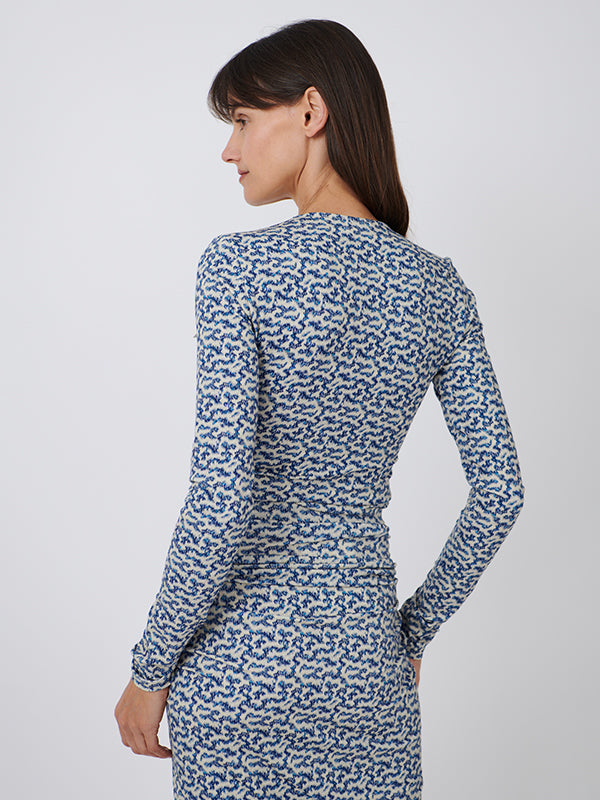 Isabel Marant Etoile Lyss Top in Blue/Ecru