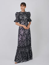 The Vampires Wife The Night Flight Dress in Floral Black/Silver
