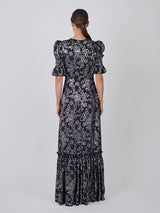 The Vampires Wife The Night Flight Dress in Floral Black/Silver