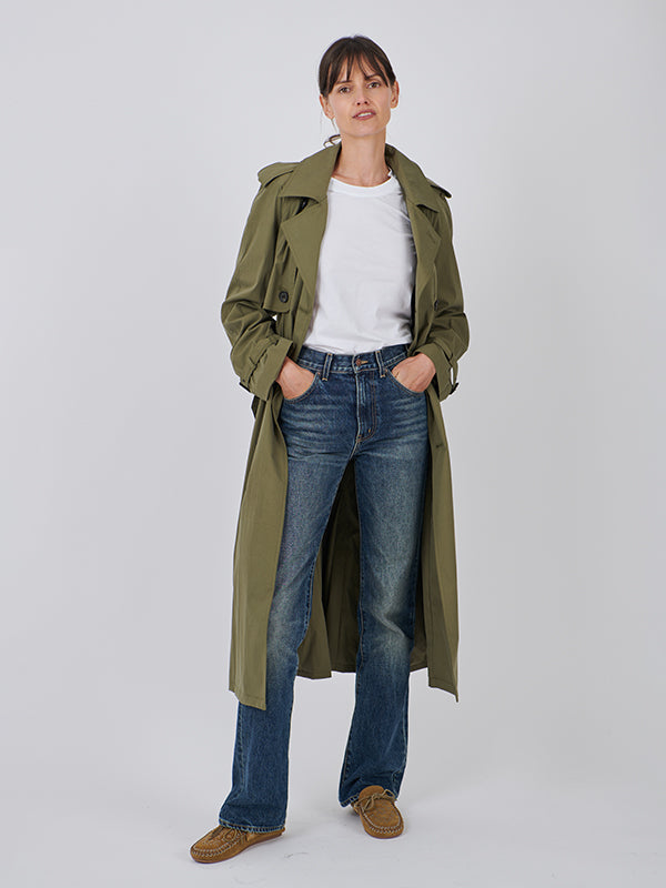 Nili Lotan Dion Oversized Trench Coat in Army Green