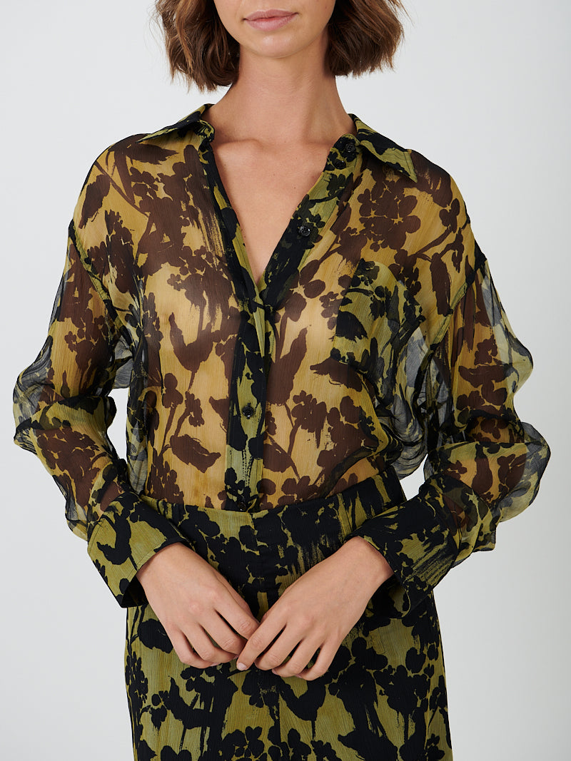 Victoria Beckham Pyjama Shirt in Willow/Black