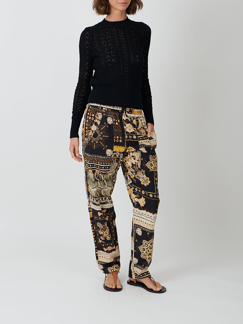 Fedora Pants in Black/Ochre
