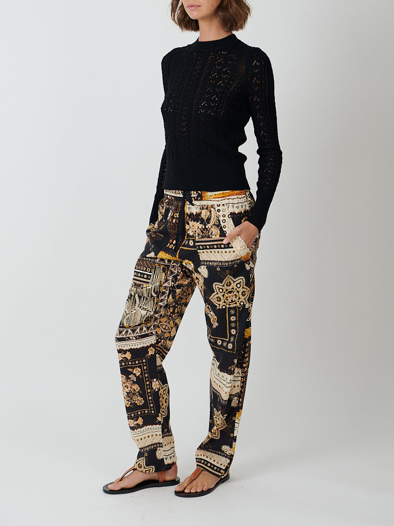 Fedora Pants in Black/Ochre