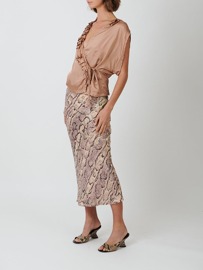 Dries Van Noten | Separ Embellished Skirt in Lilac Snakeprint