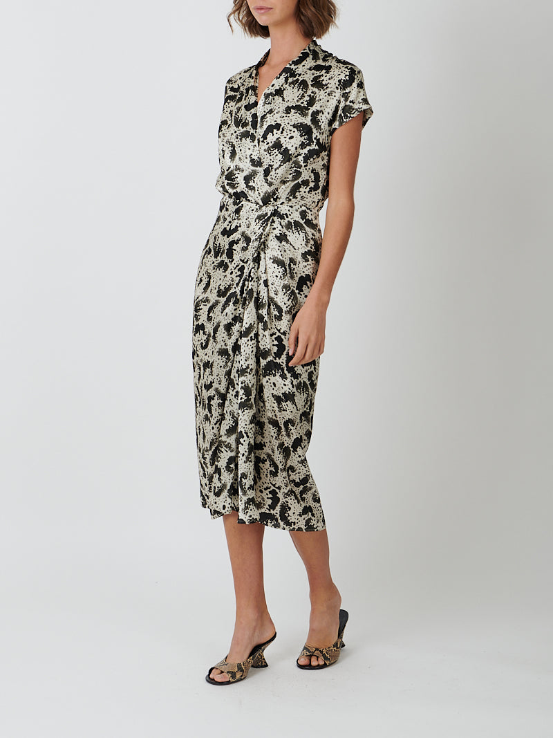 Dries Van Noten Dilian Silk Printed Dress in Black