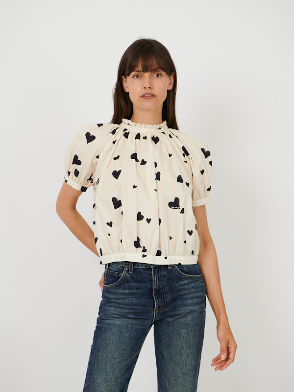 Marni | Heart Print Top in White