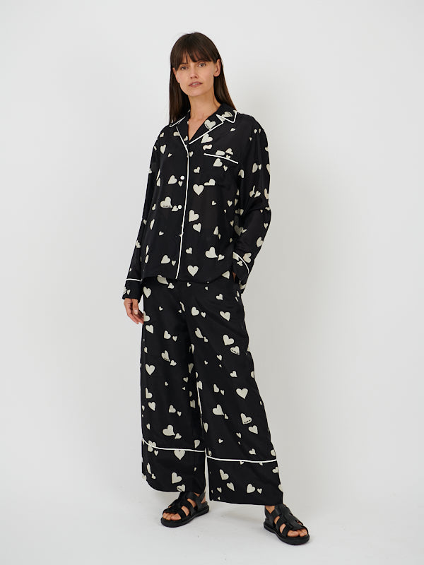 Marni | Heart Print Wide Leg Trouser