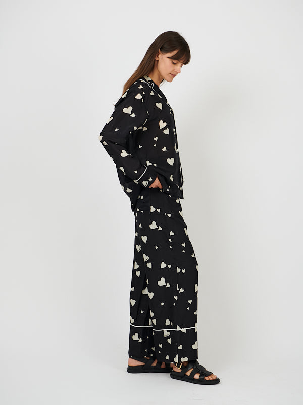 Marni | Heart Print Wide Leg Trouser