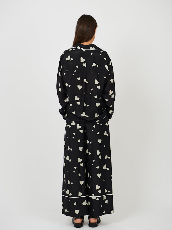 Marni | Heart Print Wide Leg Trouser