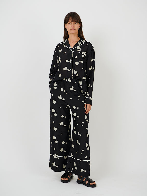 Marni | Heart Print Wide Leg Trouser