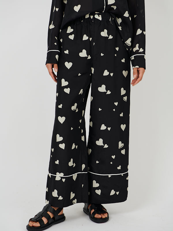Marni | Heart Print Wide Leg Trouser