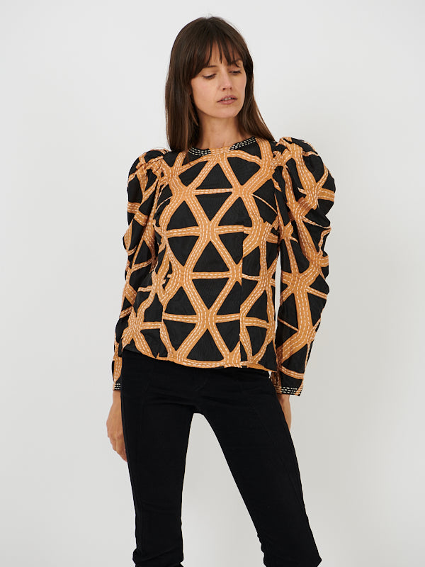Ulla Johnson Leyla Blouse in Onyx