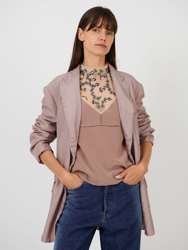 Dries Van Noten Blurs Silk Jacket in Lilac
