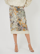 Dries Van Noten Salby Long Emb Skirt in Beige