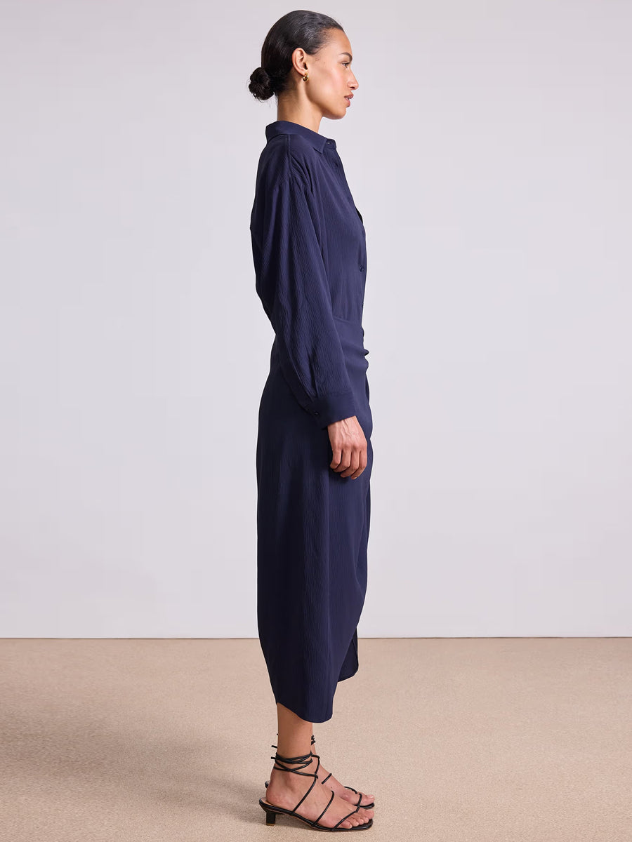 Alessandra Sarong Shirt Dress in Midnight