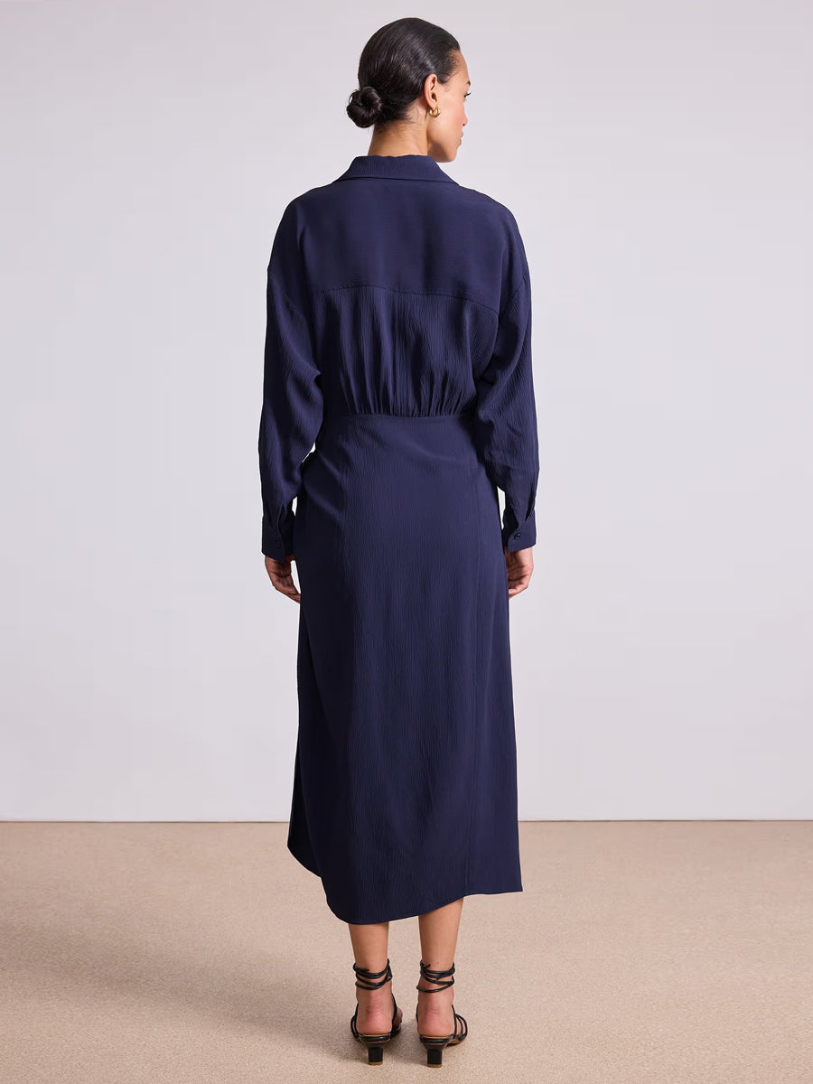 Alessandra Sarong Shirt Dress in Midnight