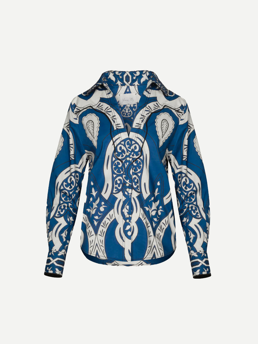 Johanna Ortiz | Abulaida Shirt in Palma Sevillana Navy
