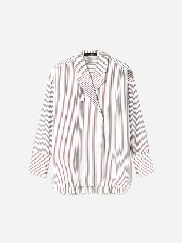 A Emery | The Agnes Wrap Shirt in Acorn Stripe