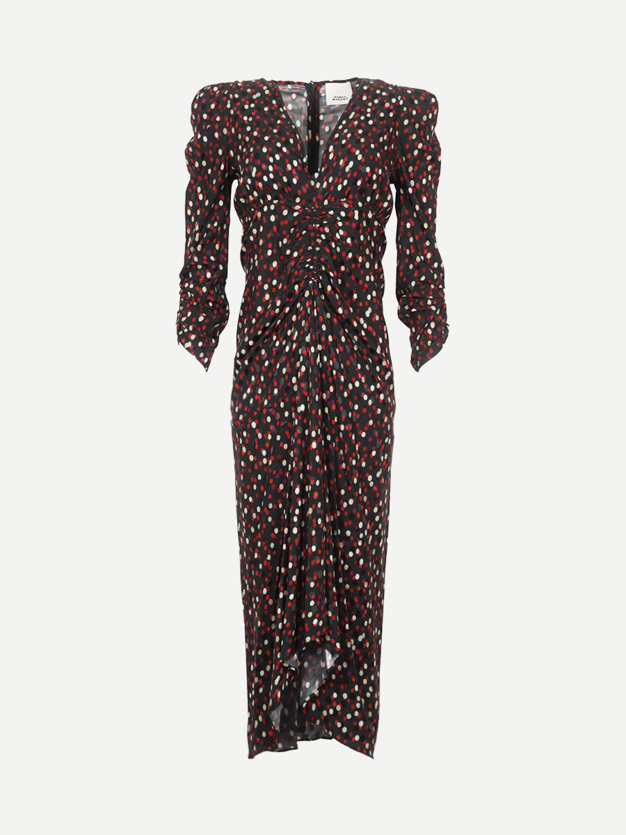 Isabel Marant Albini Dress in Black/Red Dot