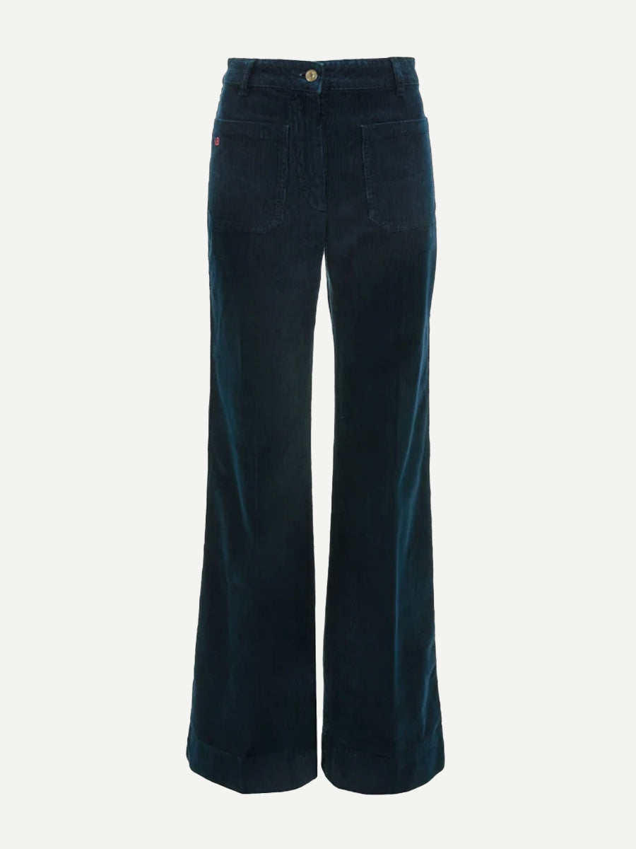 Victoria Beckham Alina Corduroy Jean in Indigo Garment Dye