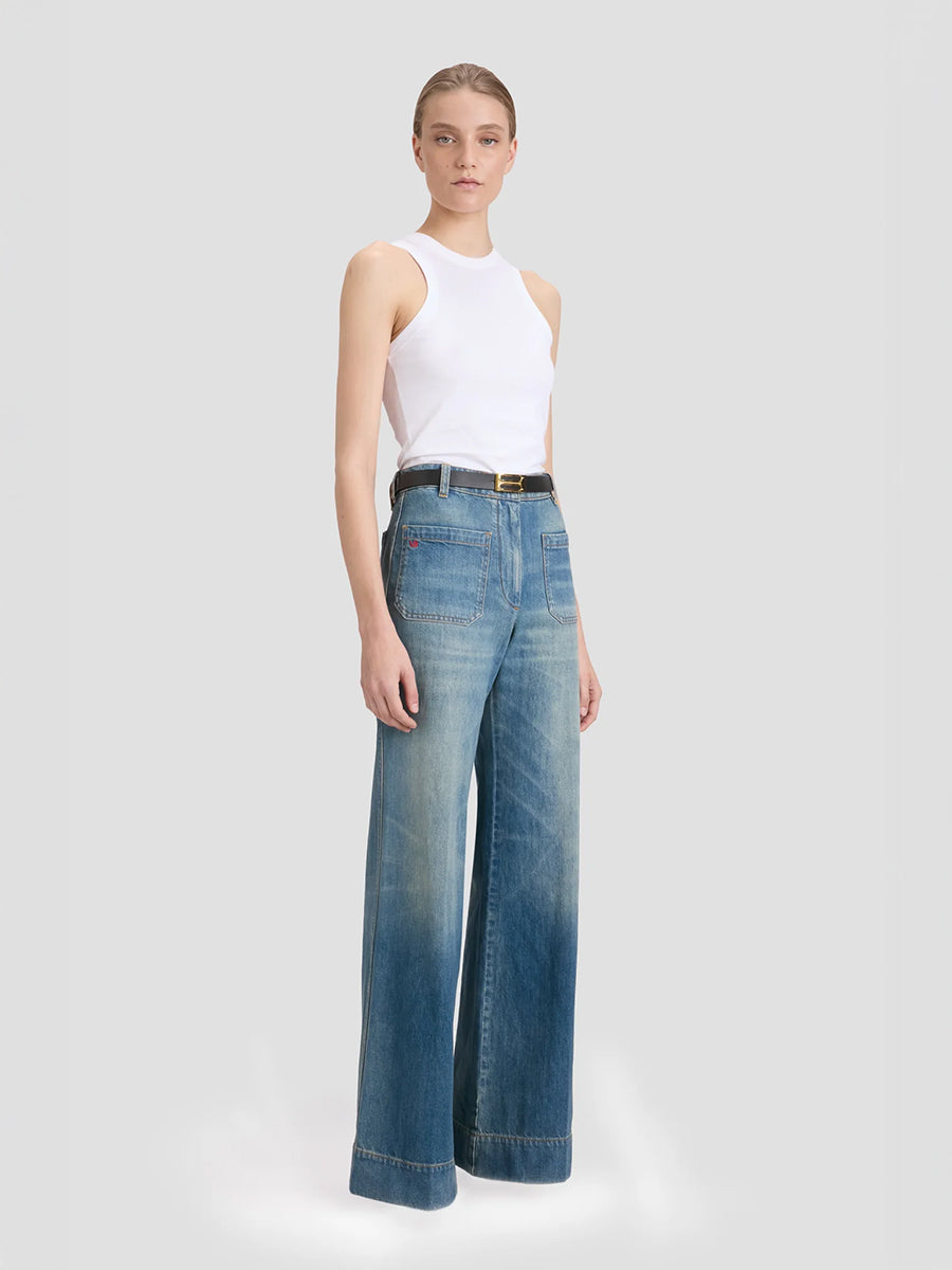 Victoria Beckham Alina Jean Regular in Washed Blue