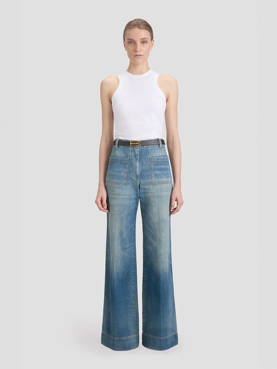 Victoria Beckham Alina Jean Regular in Washed Blue