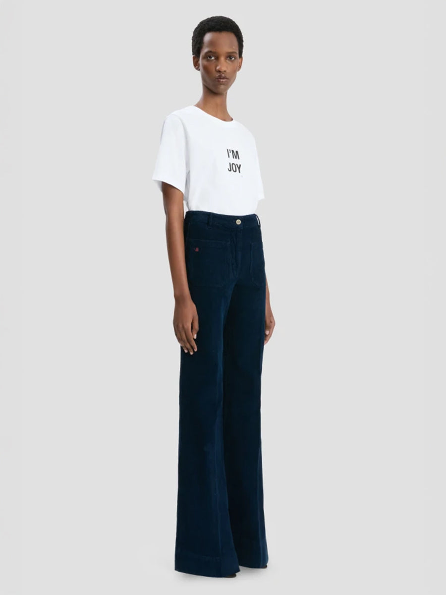 Victoria Beckham Alina Corduroy Jean in Indigo Garment Dye