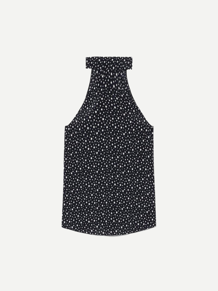 Alla Halterncek Top in Black/Ivory Star
