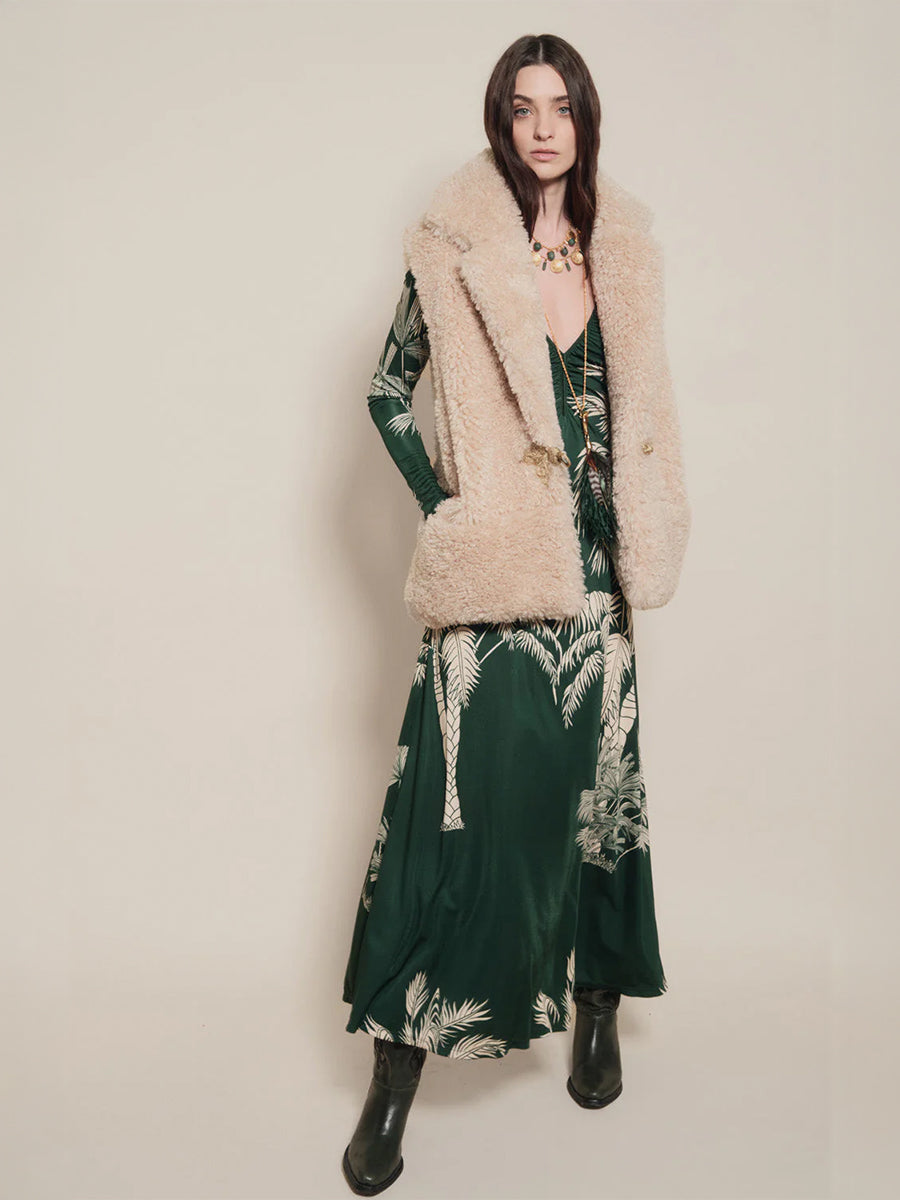 Johanna Ortiz Green Alma Bordada Dress in Emerald Green