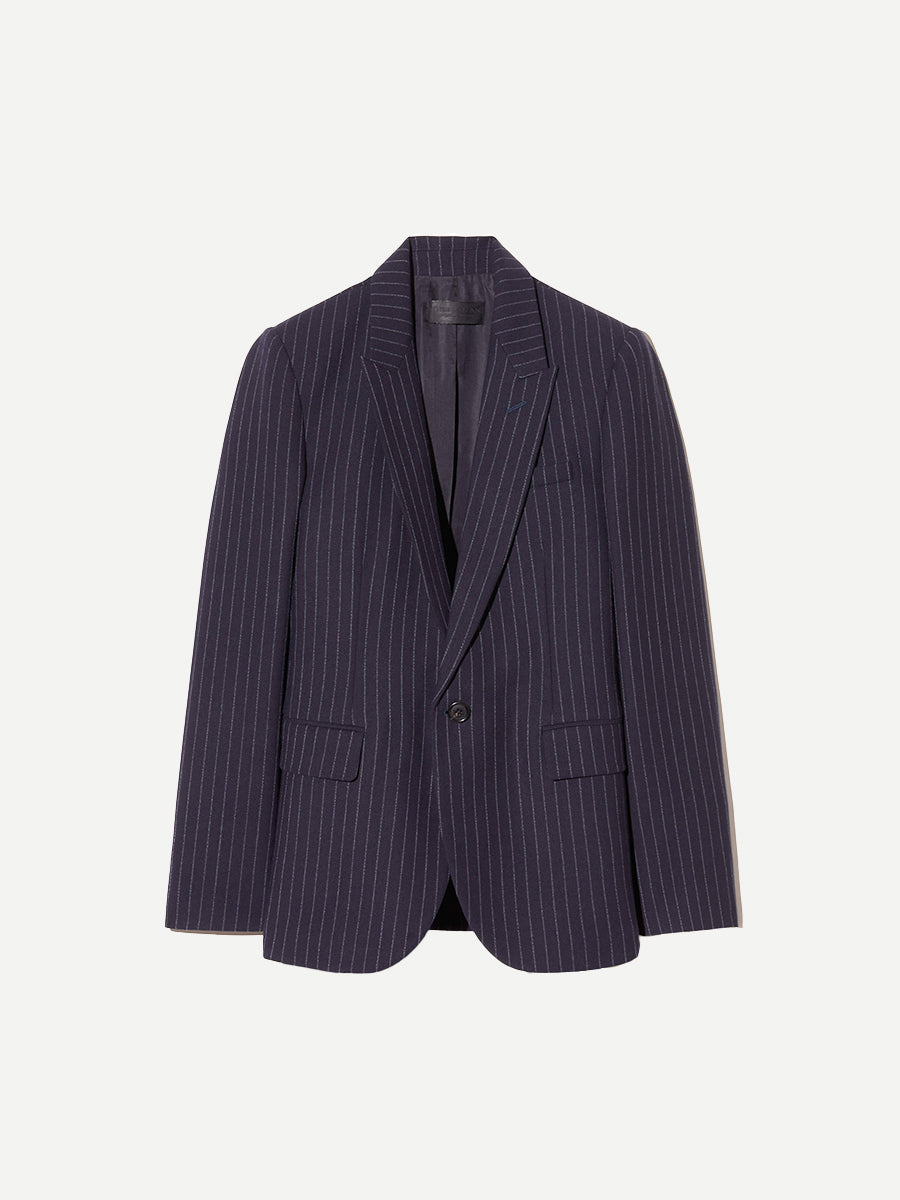Nili Lotan Anabel Tailored Jacket in Dark Navy Pinstripe