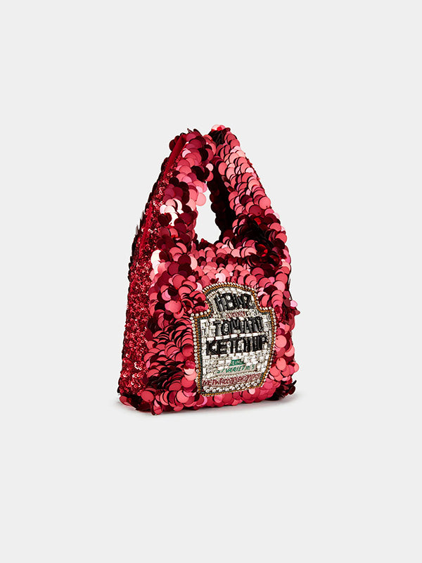 Anya Hindmarch Anya Brands Mini Tote Ketchup in Red SequinsAnya Hindmarch Anya Brands Mini Tote Ketchup in Red Sequins