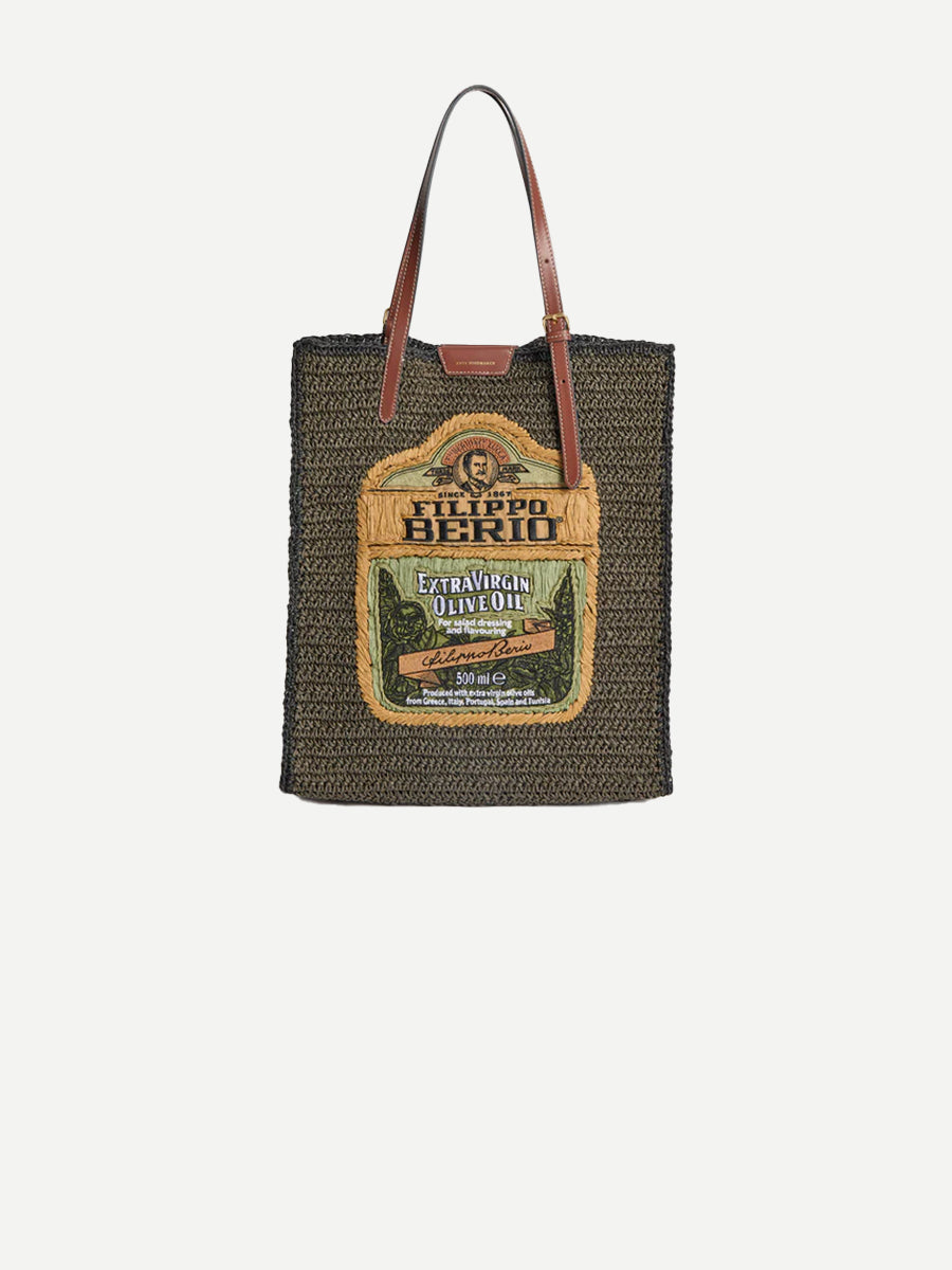 Anya Hindmarch Anya Brands Filippo Berio Tote in Khaki Raffia