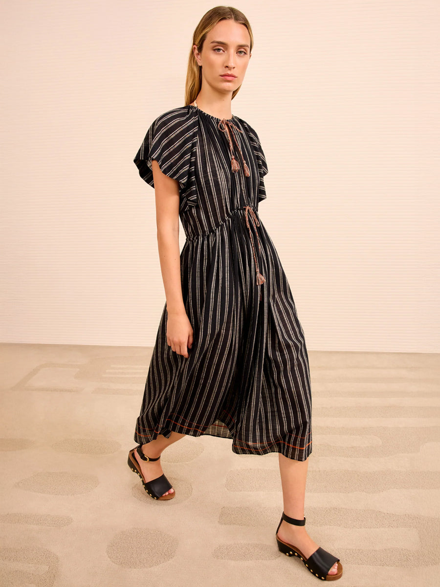 Ulla Johnson Ariane Striped Dress Coverup in Noir Stripe