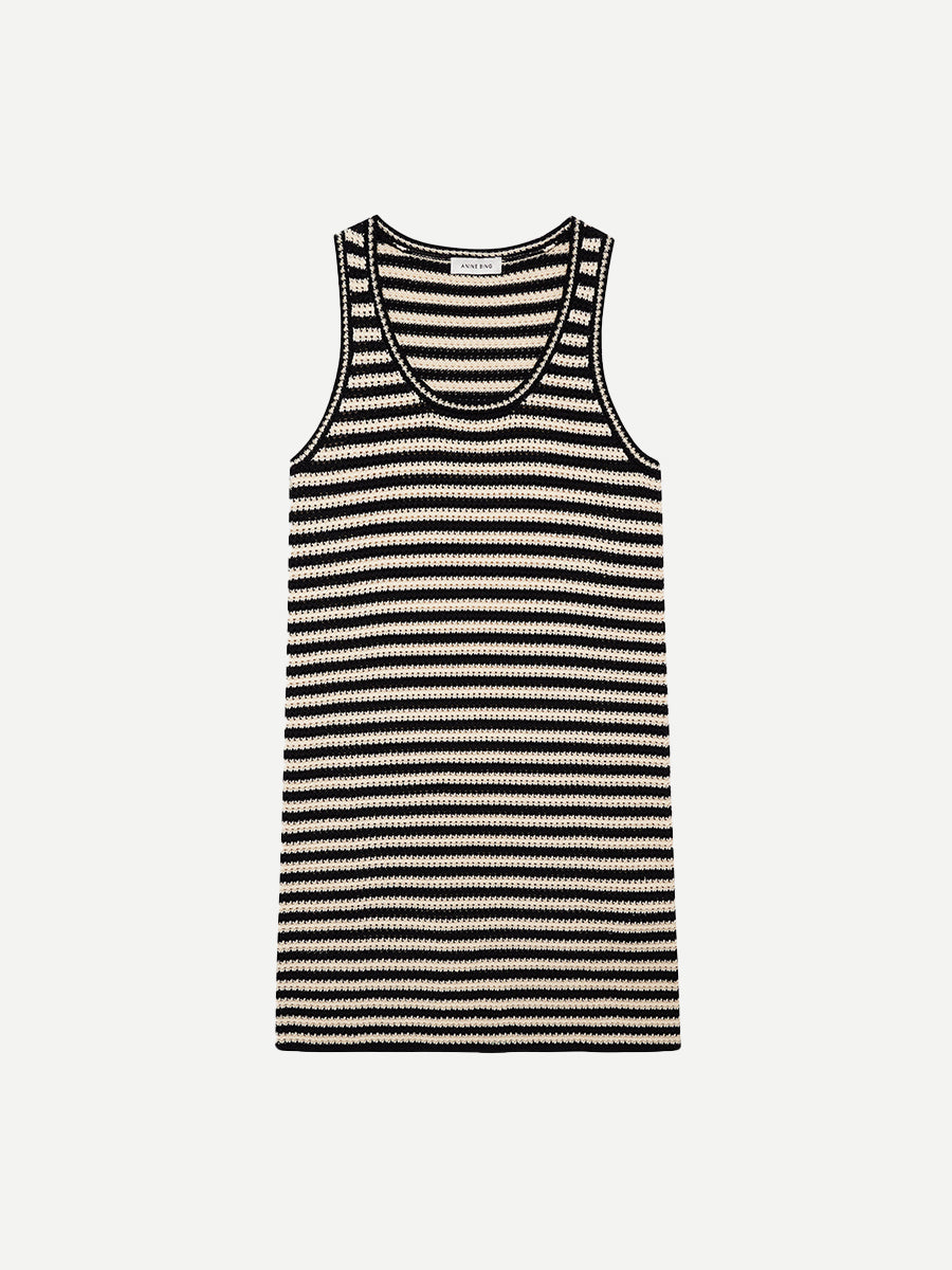 Anine Bing Arie Dress in Black Ivory Stripe
