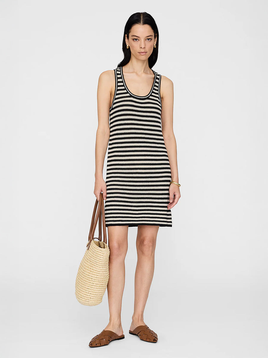 Anine Bing Arie Dress in Black Ivory Stripe