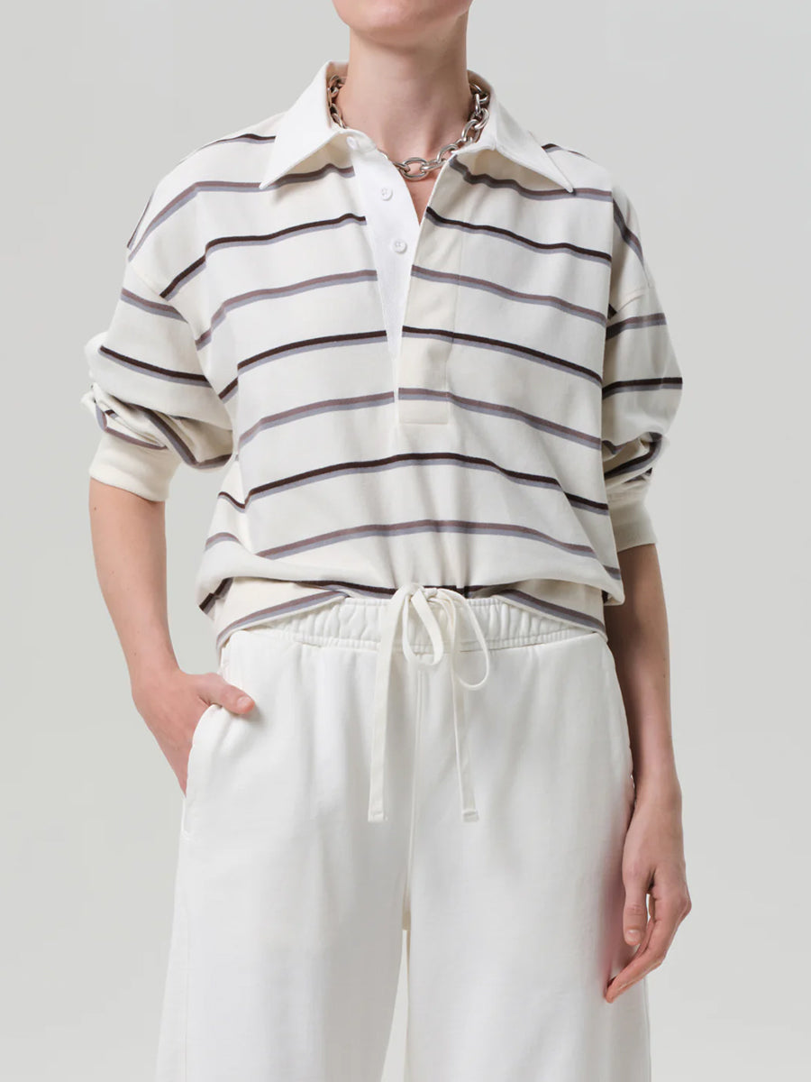Citizens of Humanity Aris Rugby Jumper in Ivory Stripe