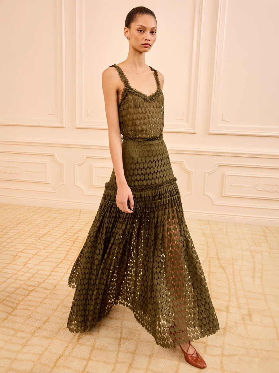 Ulla Johnson Aris Lace Maxi Skirt in Pine