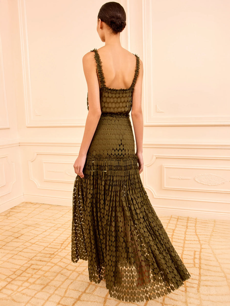 Ulla Johnson Aris Lace Maxi Skirt in Pine