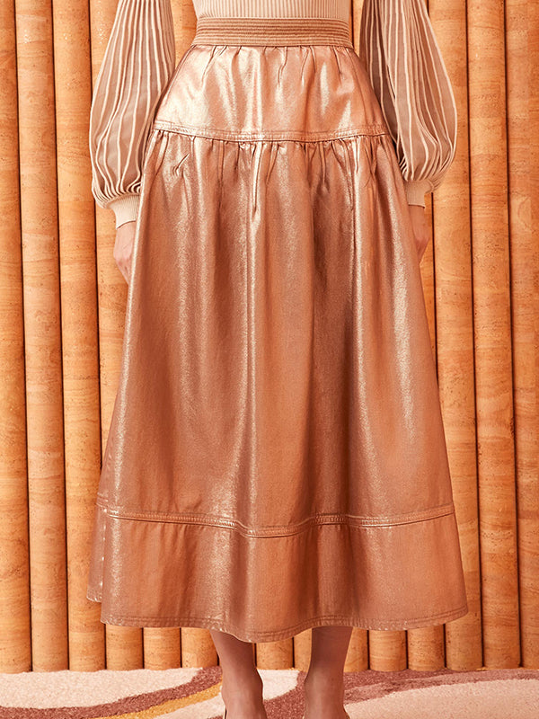 Ulla Johnson | Astrid Skirt in Copper Foiled