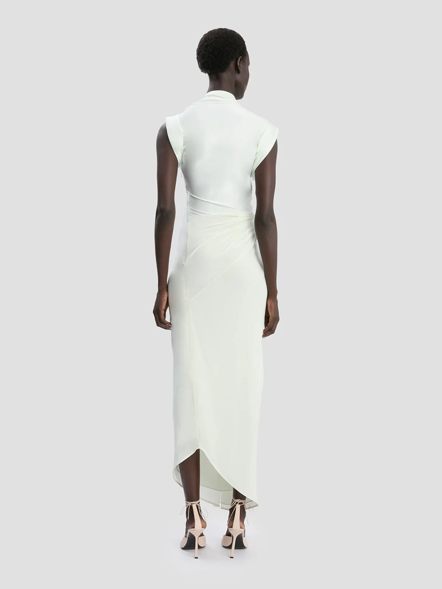 Victoria Beckham Asymmetric Twist Detail Dress in Aloe