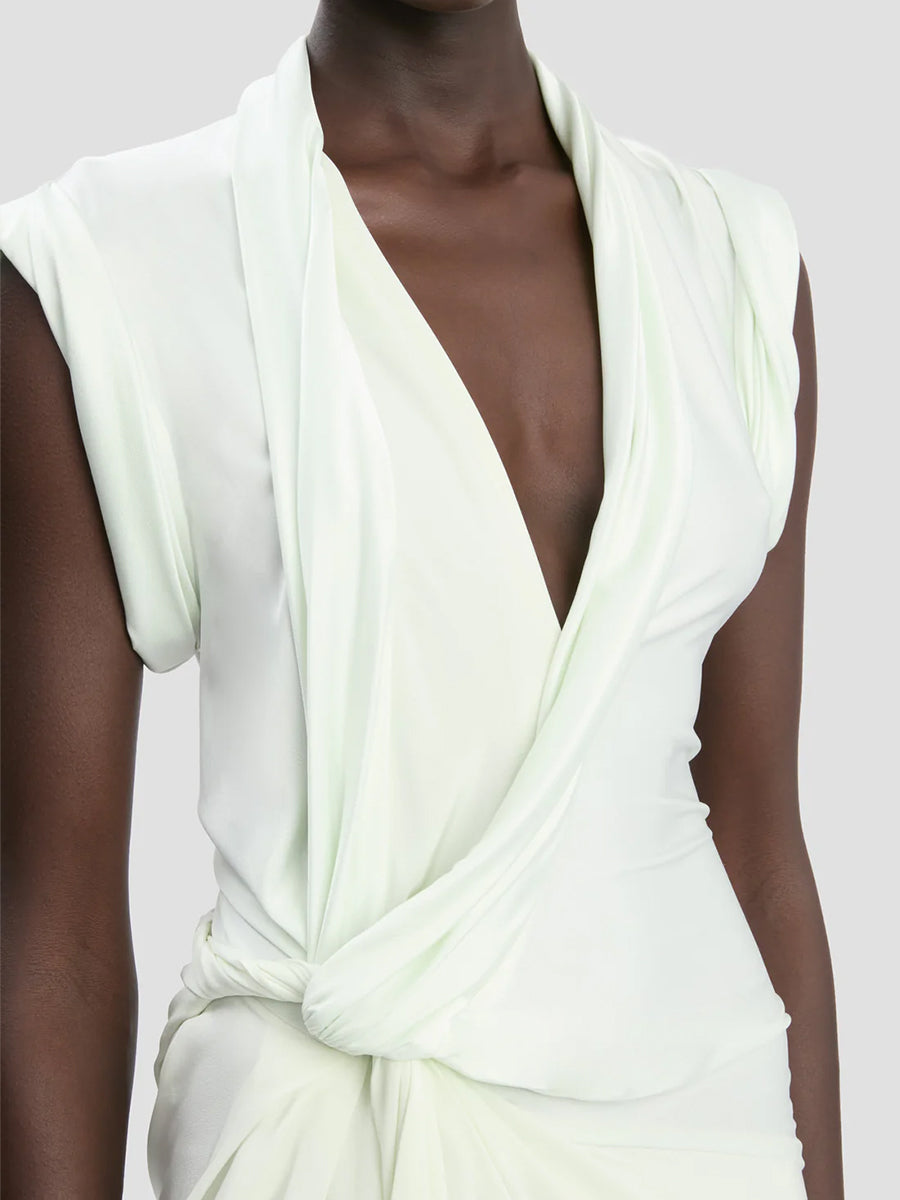 Victoria Beckham Asymmetric Twist Detail Dress in Aloe