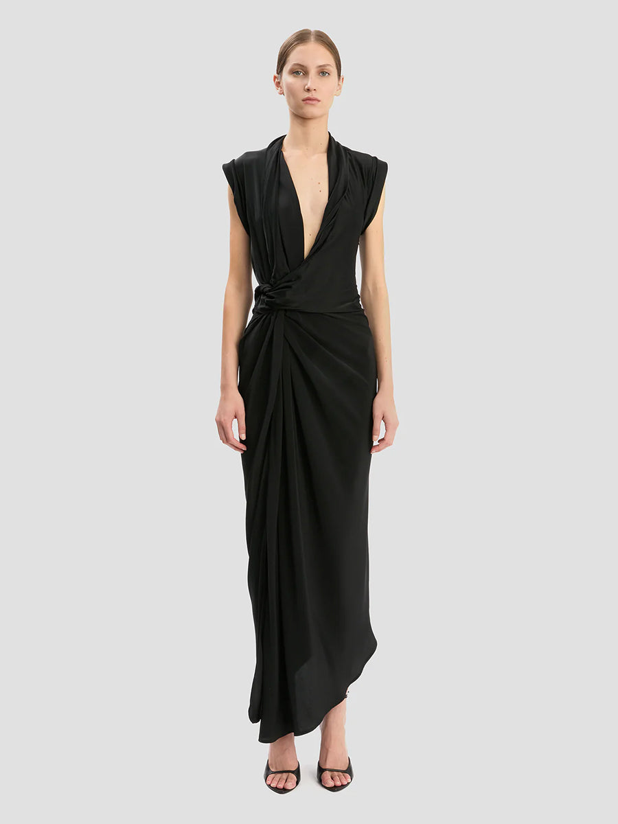 Victoria Beckham Asymmetric Twist Dress in Black