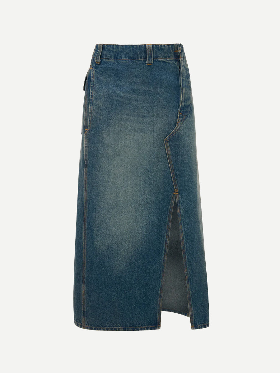Victoria Beckham Asymmetric Utility Skirt in Washed Blue