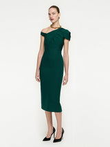 Roland Mouret Asymmetric Midi Dress in Green