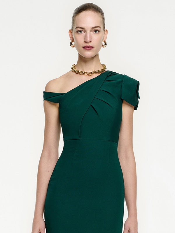 Roland Mouret Asymmetric Midi Dress in Green