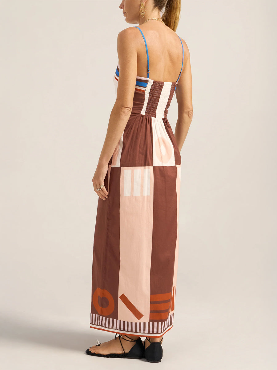 Aethra Dress in Pink/Brown Sarong Voile