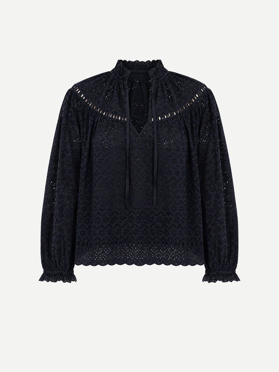 Avelie Cotton Blouse in Midnight