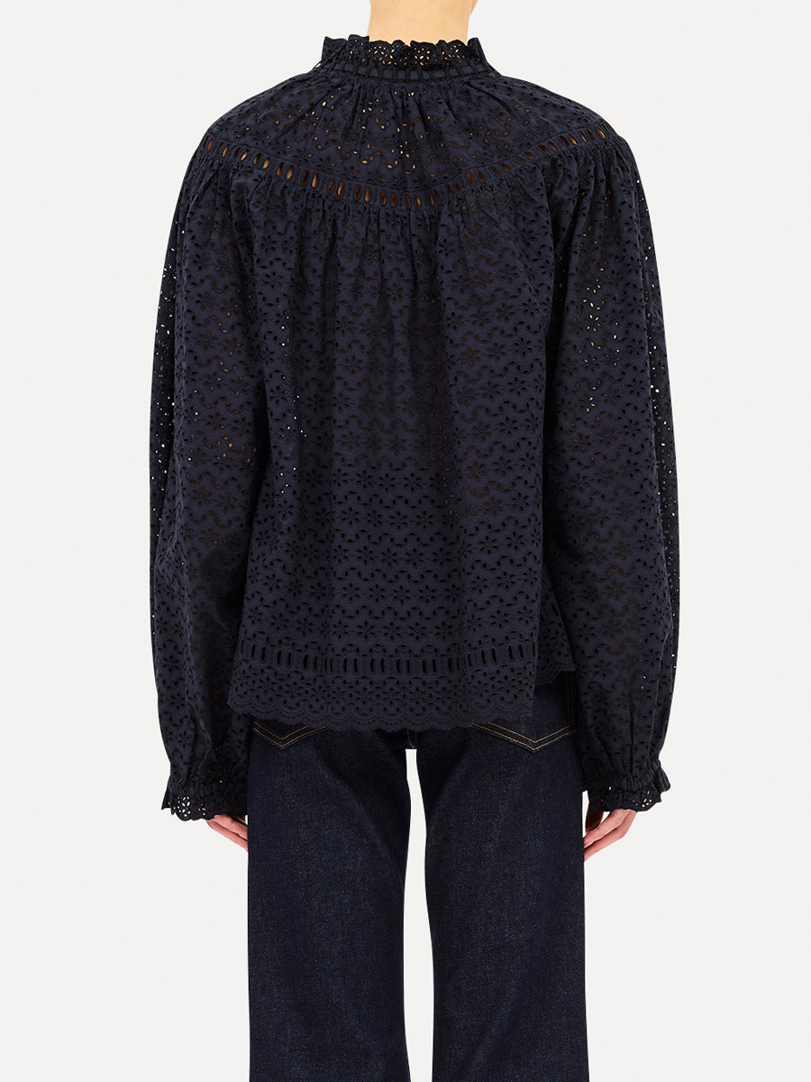 Avelie Cotton Blouse in Midnight