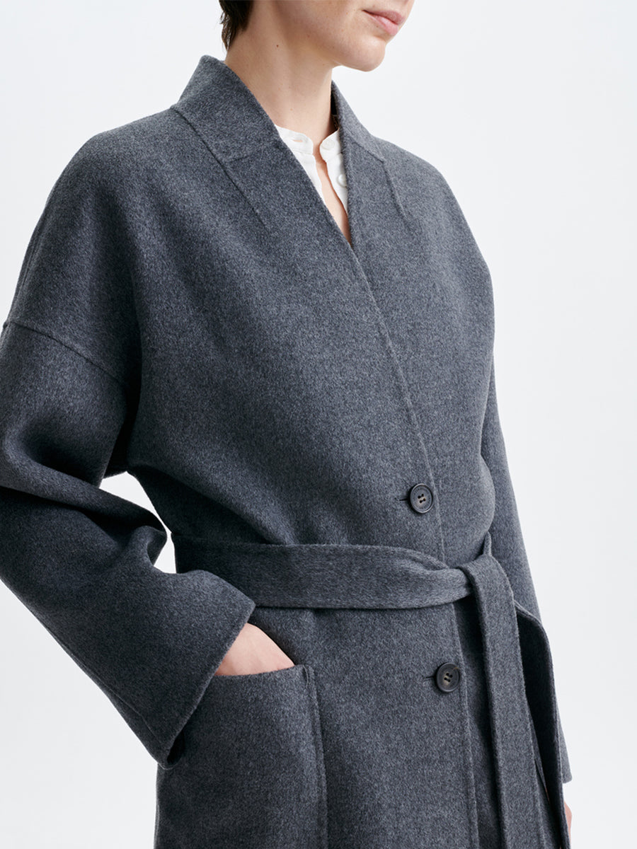 Bachir Long Coat in Heather Anthracite