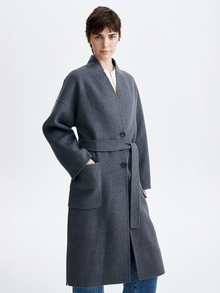 Bachir Long Coat in Heather Anthracite